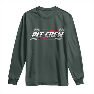 Pit Crew Long Sleeve Shirt Race Car Family Racing Birthday Parties TS10 Dark Forest Green Print Your Wear