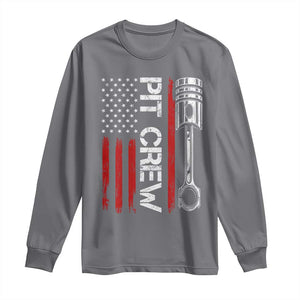 Pit Crew Long Sleeve Shirt Racing Race Car American Flag TS10 Charcoal Print Your Wear