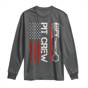 Pit Crew Long Sleeve Shirt Racing Race Car American Flag TS10 Dark Heather Print Your Wear