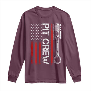 Pit Crew Long Sleeve Shirt Racing Race Car American Flag TS10 Maroon Print Your Wear