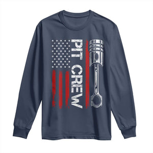 Pit Crew Long Sleeve Shirt Racing Race Car American Flag TS10 Navy Print Your Wear