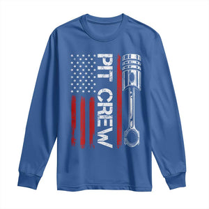 Pit Crew Long Sleeve Shirt Racing Race Car American Flag TS10 Royal Blue Print Your Wear