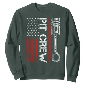 Pit Crew Sweatshirt Racing Race Car American Flag TS10 Dark Forest Green Print Your Wear
