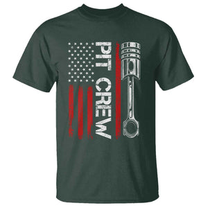 Pit Crew T Shirt Racing Race Car American Flag TS10 Dark Forest Green Print Your Wear