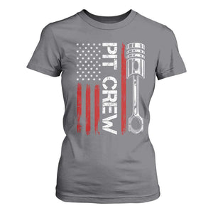 Pit Crew T Shirt For Women Racing Race Car American Flag TS10 Charcoal Print Your Wear