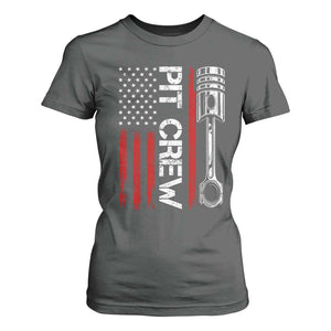 Pit Crew T Shirt For Women Racing Race Car American Flag TS10 Dark Heather Print Your Wear
