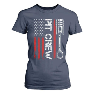 Pit Crew T Shirt For Women Racing Race Car American Flag TS10 Navy Print Your Wear