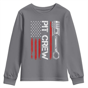 Pit Crew Youth Sweatshirt Racing Race Car American Flag TS10 Charcoal Print Your Wear