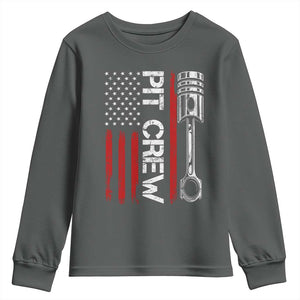 Pit Crew Youth Sweatshirt Racing Race Car American Flag TS10 Dark Heather Print Your Wear