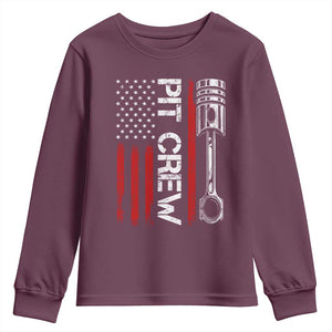 Pit Crew Youth Sweatshirt Racing Race Car American Flag TS10 Maroon Print Your Wear