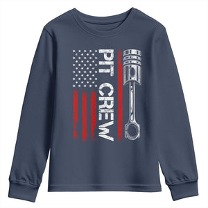 Pit Crew Youth Sweatshirt Racing Race Car American Flag TS10 Navy Print Your Wear