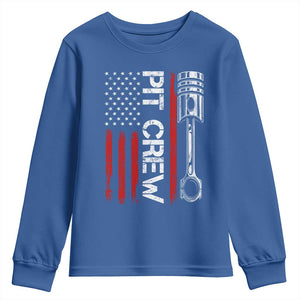 Pit Crew Youth Sweatshirt Racing Race Car American Flag TS10 Royal Blue Print Your Wear