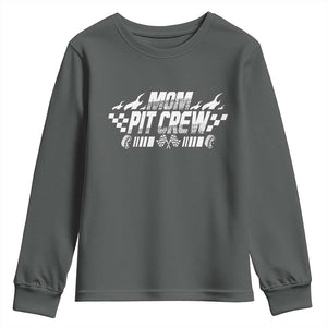 Mom Pit Crew Youth Sweatshirt Race Car Family Racing Birthday Hosting Parties TS10 Dark Heather Print Your Wear