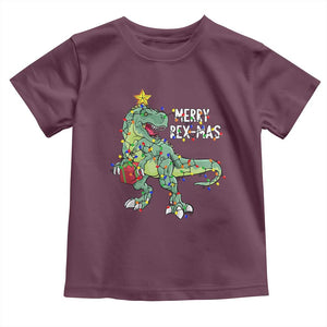 Dinosaur Christmas Tree Rex Baby Shirt Merry Rex-Mas Xmas Pet Dino Trex Xmas Lights TS10 Maroon Print Your Wear