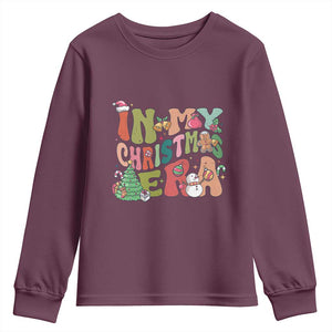 In My Christmas Era Youth Sweatshirt Cute Groovy Holiday Xmas TS10 Maroon Print Your Wear