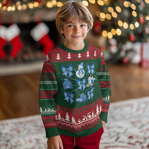 Coquette Bow Ugly Christmas Sweater Cozy Winter Xmas Gift Blue Holiday TS10 Christmas Print Your Wear