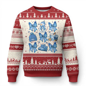 Coquette Bow Ugly Christmas Sweater Cozy Winter Xmas Gift Blue Holiday TS10 Red Print Your Wear