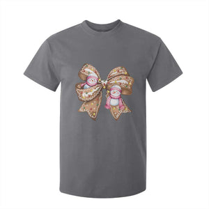 Gingerbread Coquette Bow Christmas T Shirt For Kid Cute Snowman Girly Xmas Gifts For Her TS10 Charcoal Print Your Wear