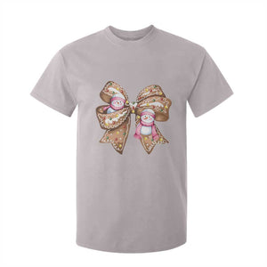 Gingerbread Coquette Bow Christmas T Shirt For Kid Cute Snowman Girly Xmas Gifts For Her TS10 Ice Gray Print Your Wear