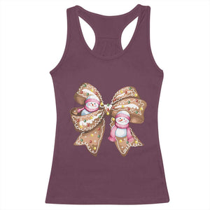 Gingerbread Coquette Bow Christmas Racerback Tank Top Cute Snowman Girly Xmas Gifts For Her TS10 Maroon Print Your Wear