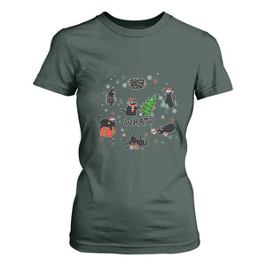 Cute Cat Christmas T Shirt For Women What? Funny Meowy Catmas Gift For New Year TS10 Dark Forest Green Print Your Wear