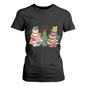 Christmas Cake Tree Bow T Shirt For Women Tis The Season TS10 Black Print Your Wear