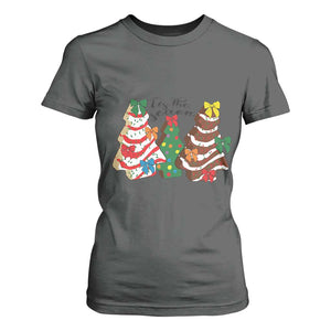 Christmas Cake Tree Bow T Shirt For Women Tis The Season TS10 Dark Heather Print Your Wear