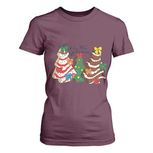 Christmas Cake Tree Bow T Shirt For Women Tis The Season TS10 Maroon Print Your Wear