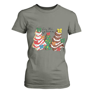 Christmas Cake Tree Bow T Shirt For Women Tis The Season TS10 Military Green Print Your Wear