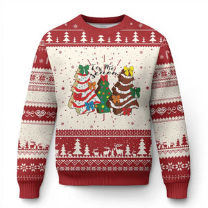 Xmas Cake Tree Bow Ugly Christmas Sweater Tis The Season TS10 Red Print Your Wear