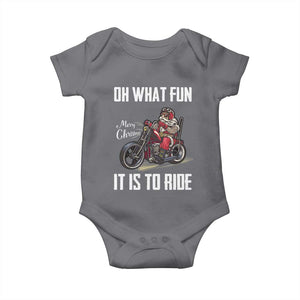 Funny Christmas Motorcycle Santa Baby Onesie Oh What Fun It Is To Ride Motorbike Rider Xmas Gift TS10 Charcoal Print Your Wear