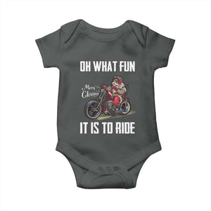 Funny Christmas Motorcycle Santa Baby Onesie Oh What Fun It Is To Ride Motorbike Rider Xmas Gift TS10 Dark Heather Print Your Wear