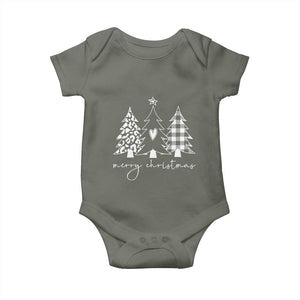 Merry & Bright Christmas Trees Baby Onesie Chic Winter Shirt Cute Holiday Tee Xmas Gift TS10 Military Green Print Your Wear