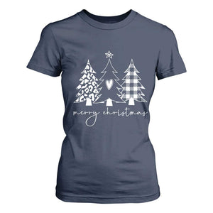 Merry & Bright Christmas Trees T Shirt For Women Chic Winter Shirt Cute Holiday Tee Xmas Gift TS10 Navy Print Your Wear