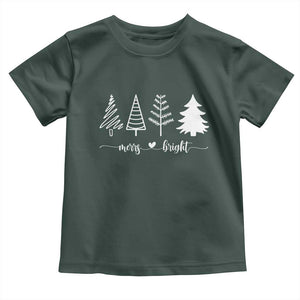 Merry and Bright Christmas Trees Baby Shirt Holiday Tee Xmas Gift TS10 Dark Forest Green Print Your Wear