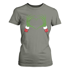Christmas Skeleton Heart Hands T Shirt For Women TS10 Military Green Print Your Wear