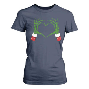 Christmas Skeleton Heart Hands T Shirt For Women TS10 Navy Print Your Wear