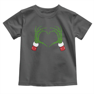 Christmas Skeleton Heart Hands Toddler T Shirt TS10 Dark Heather Print Your Wear