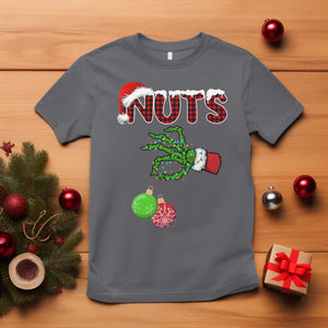 Funny Couples Christmas T Shirt Chest And Nuts Matching Holiday Skeleton Hand TS10 Charcoal Print Your Wear