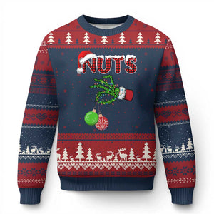 Funny Couples Xmas Ugly Christmas Sweater Chest And Nuts Matching Holiday Skeleton Hand TS10 Navy Red Print Your Wear