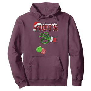 Funny Couples Christmas Hoodie Chest And Nuts Matching Holiday Skeleton Hand TS10 Maroon Print Your Wear