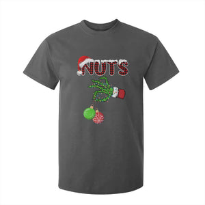 Funny Couples Christmas T Shirt For Kid Chest And Nuts Matching Holiday Skeleton Hand TS10 Dark Heather Print Your Wear