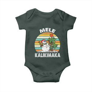 Vintage Cute Mele Kalikimaka Christmas Baby Onesie Funny Snowman Palm Tree Beach Tropical Xmas TS10 Print Your Wear