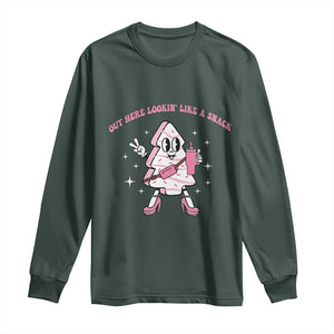 Pink Christmas Tree Cake Long Sleeve Shirt Out Here Lookin Like A Snack Boujee Xmas TS10 Dark Forest Green Print Your Wear