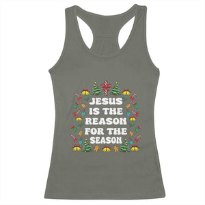 Christian Christmas Racerback Tank Top Ugly Christmas Sweaters Jesus Is The Reason For The Season TS10 Military Green Print Your Wear