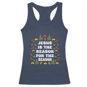 Christian Christmas Racerback Tank Top Ugly Christmas Sweaters Jesus Is The Reason For The Season TS10 Navy Print Your Wear