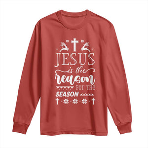 Christian Christmas Long Sleeve Shirt Jesus Is The Reason For The Season Xmas Faith TS10 Red Print Your Wear