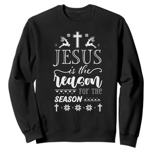 Christian Christmas Sweatshirt Jesus Is The Reason For The Season Xmas Faith TS10 Black Print Your Wear