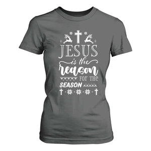 Christian Christmas T Shirt For Women Jesus Is The Reason For The Season Xmas Faith TS10 Dark Heather Print Your Wear