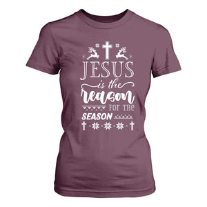 Christian Christmas T Shirt For Women Jesus Is The Reason For The Season Xmas Faith TS10 Maroon Print Your Wear